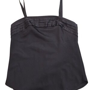 Vintage Lingerie Black Satin Cami Tank Top Goth Coquette Minimalist Deena XS/S‎